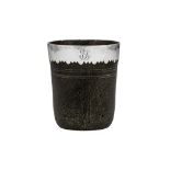 An 18th century unmarked silver mounted serpentine beaker, the beaker probably German circa 1700-50,