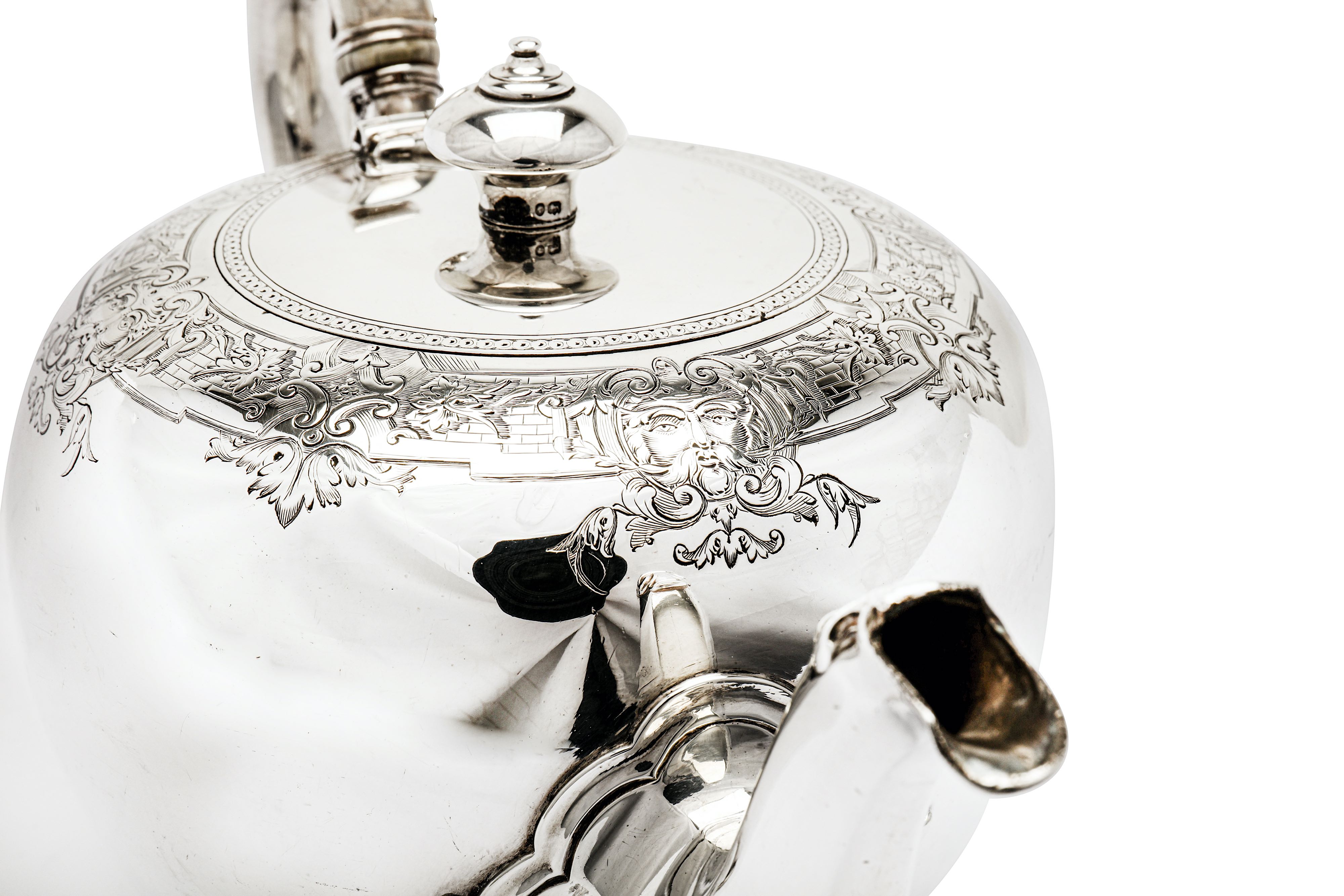 A Victorian sterling silver three-piece tea service, London 1869/70 by John Samuel Hunt and Robert - Image 10 of 11