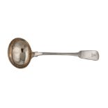 A mid-19th century Indian Colonial silver milk ladle, Calcutta 1836-53 by Twentyman & Company