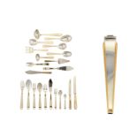 An extensive modern German sterling silver parcel gilt table service of flatware / canteen, circa