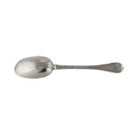 A George I provincial Britannia standard silver dessert spoon, Exeter 1716, makers mark obliterated