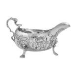 A George II Irish sterling silver sauce boat, Dublin circa 1750 by Andrew Goodwin (free 1730, died