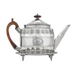 A George III sterling silver teapot on stand, London 1797 by Robert and David Hennell II (reg. 15th