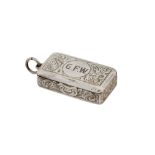 A mid-Victorian sterling silver vesta case, London 1860 by Benjamin Barling