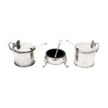 A mixed group of sterling silver condiment items