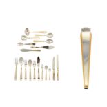 A modern German sterling silver parcel gilt table service of flatware / canteen, circa 1990 by