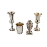 A mixed group of sterling silver including an Edwardian gilt kiddush cup, London 1908 by MS