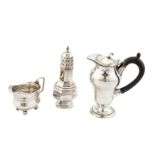 A mixed group of sterling silver including a Victorian hot water pot, London 1898 by William