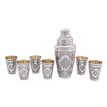 A mid-20th century Iranian (Persian) 840 standard silver cocktail set, Isfahan circa 1965 mark of