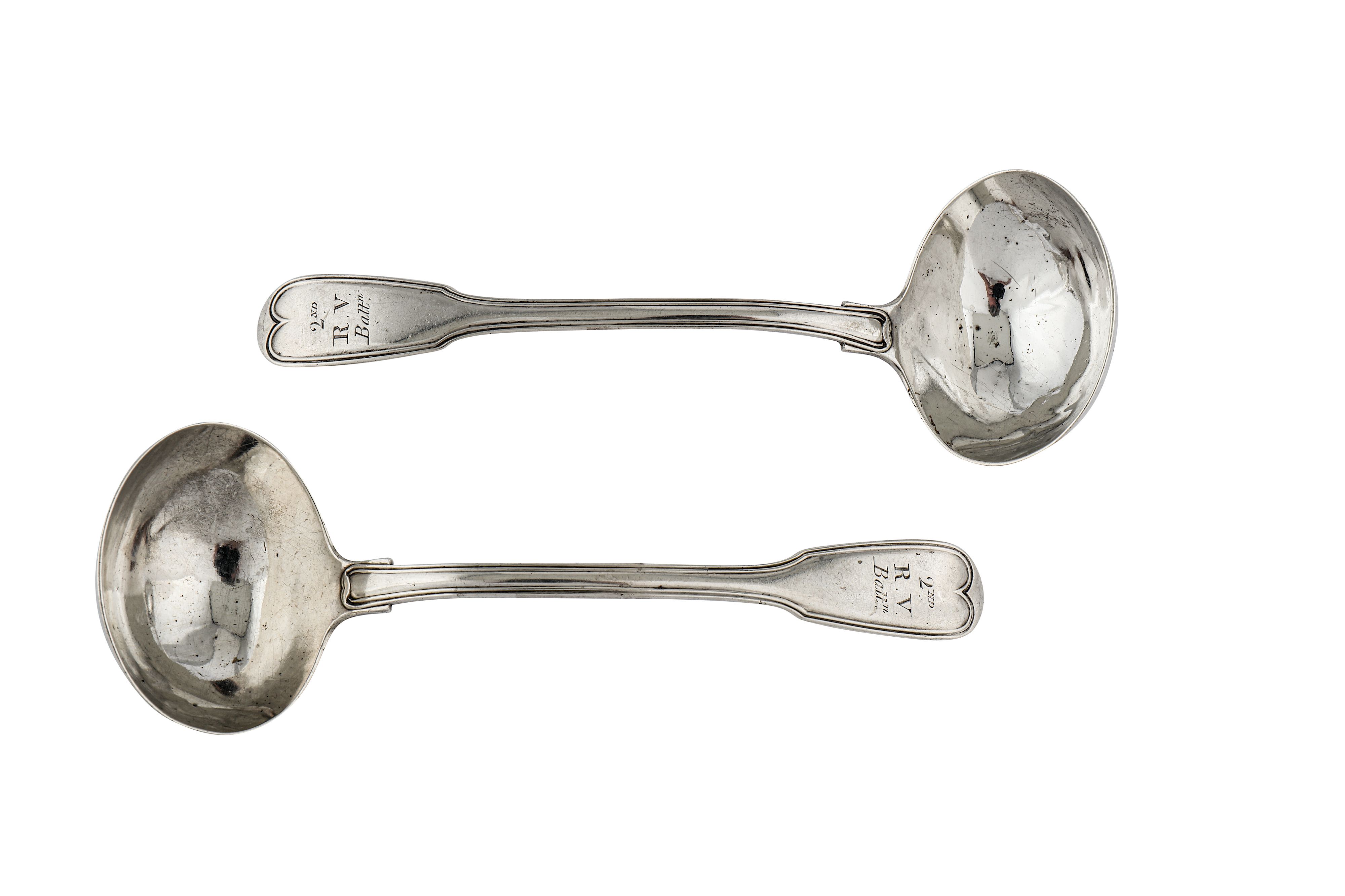Military interest - A pair of George III sterling silver sauce ladles, London 1817 by Paul Storr
