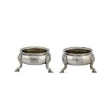 A pair of George III Irish sterling silver salts, Dublin circa 1770 by Richard Williams