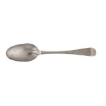 A George I Britannia standard silver dessert spoon, London 1719, makers mark partially struck twice