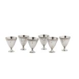 A set of six late 19th / early 20th century Ottoman Turkish 900 standard silver zarfs, Tughra of