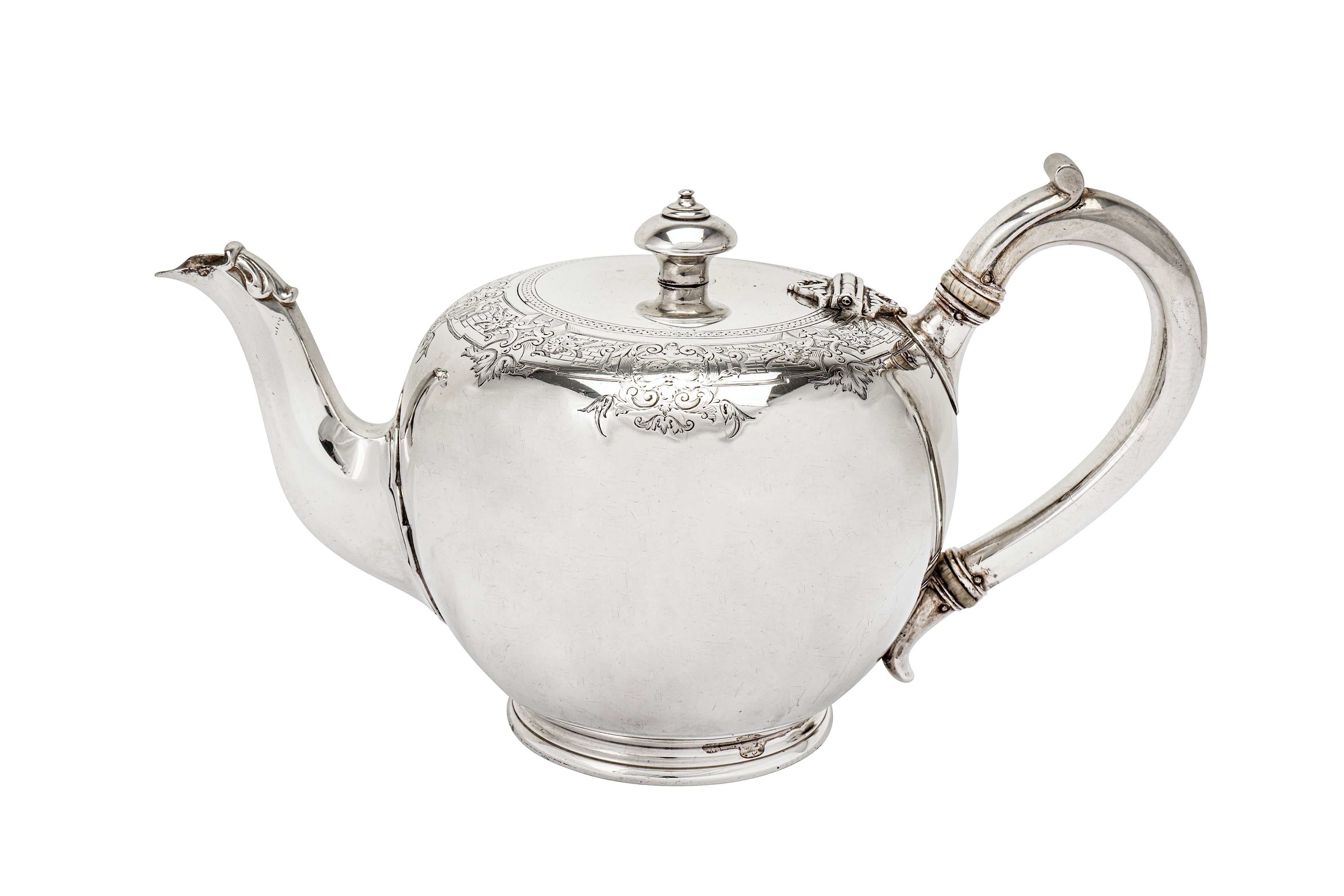 A Victorian sterling silver three-piece tea service, London 1869/70 by John Samuel Hunt and Robert - Image 2 of 11