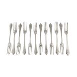 A set of twelve Victorian sterling silver table forks, London 1880 by Francis Higgins