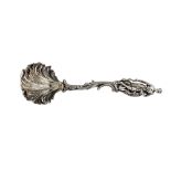 A Victorian sterling silver figural sugar sifter, London 1854 by Francis Higgins