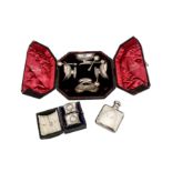 A cased set of Victorian sterling silver salts, Chester 1894 by James Deakin & Sons