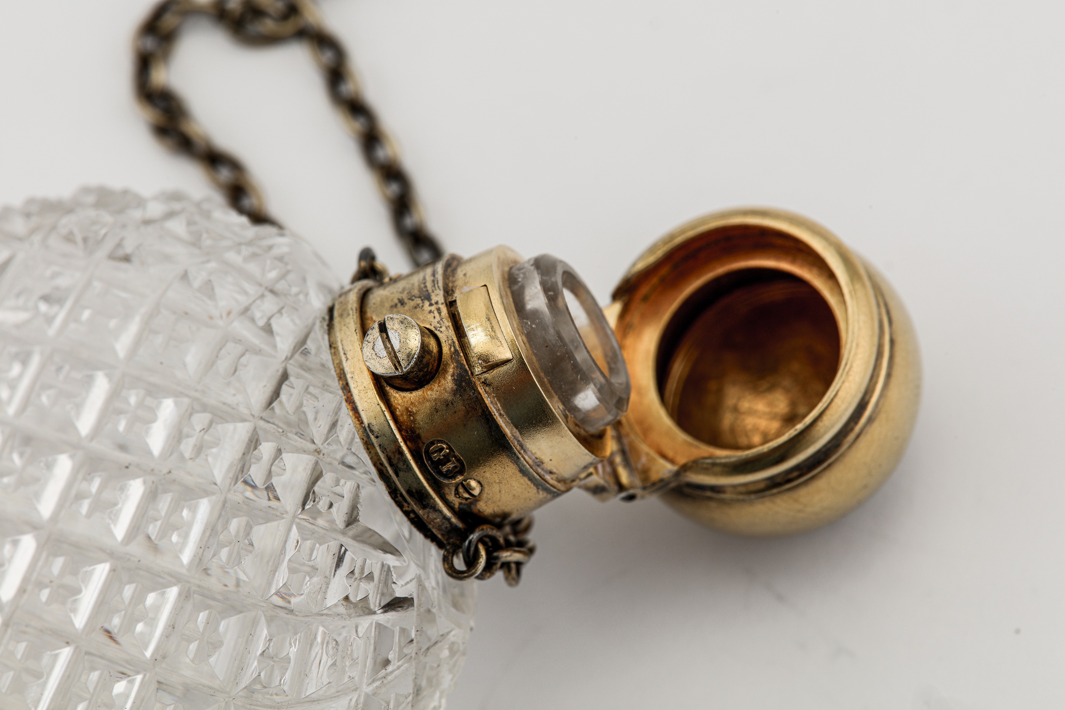A Victorian silver gilt mounted cut glass scent bottle, London circa 1870 by George Brace (reg. Aug - Image 3 of 3
