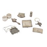 A mixed group of sterling silver, including a George V card case, Birmingham 1934 by William Neale