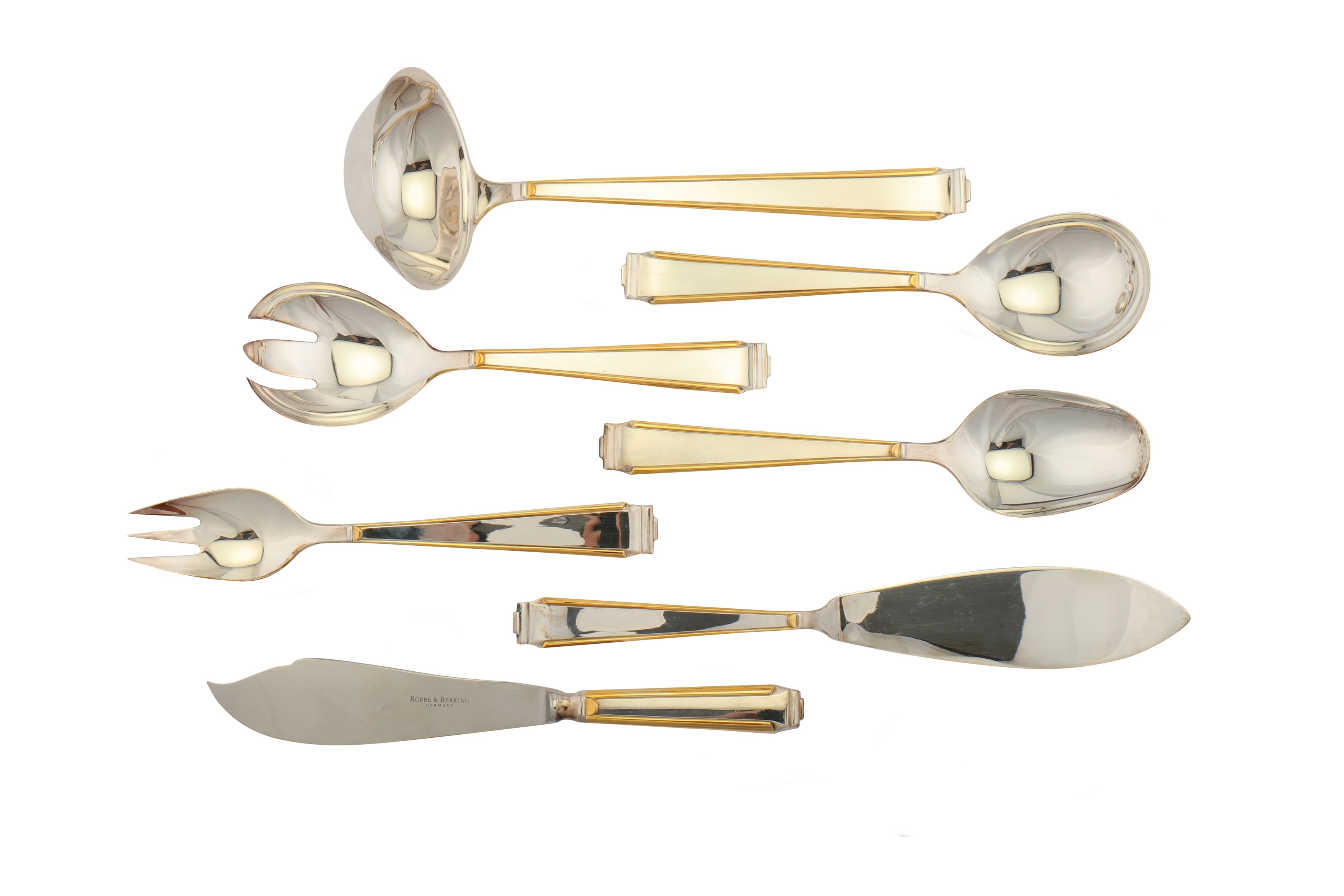 A modern German sterling silver parcel gilt table service of flatware / canteen, circa 1990 by - Image 2 of 3