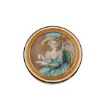 A late 18th century French ivory portrait miniature snuff box, probably Paris circa 1780