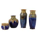 A pair of Royal Doulton stoneware baluster vases