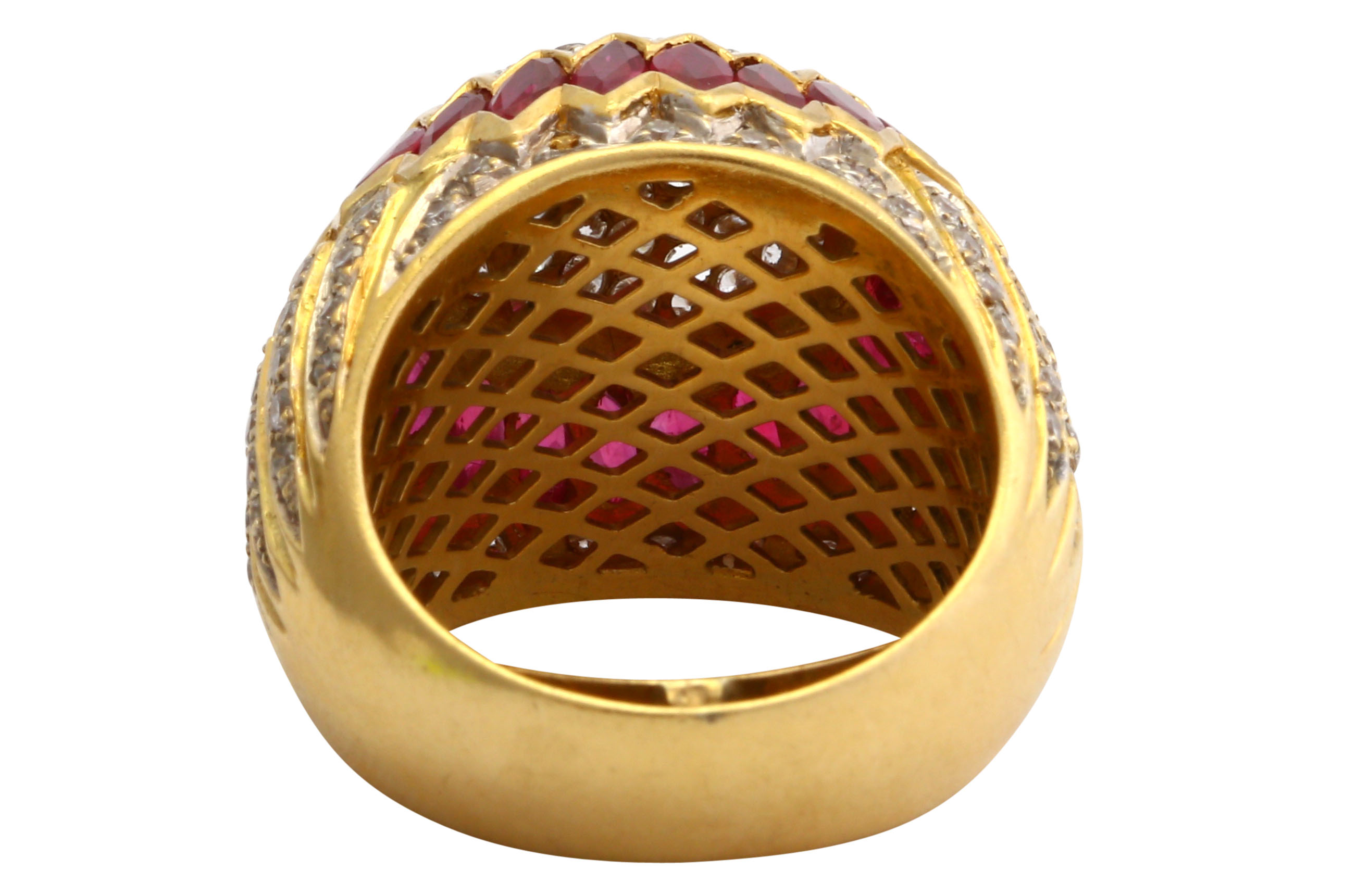 A synthetic ruby and diamond bombé ring - Image 4 of 4