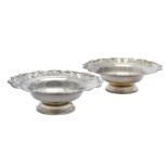 A pair of 20th century silver plated pedestal bowls