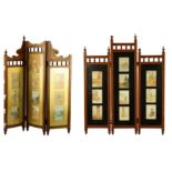 A near pair of Aesthetic period screens, each with ten watercolour panels by Tsutaya Ryuko