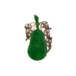 A jade and diamond brooch