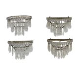 A set of four Art Deco Continental crystal wall sconces