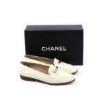 Chanel White Caviar Loafers - Size 39