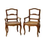 A pair of miniature fruitwood childs open armchairs