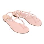 Rene Caovilla Pale Pink Pearl Crystal Trick Sandals - size 37.5