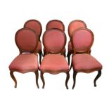 Set of six late 19th century rosewood dining chairs