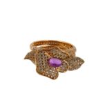 Valentino Flower Rhinestone Cuff Bracelet
