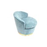 ob&b, Dapper Chair, the tub style chair having a blue velvet finish