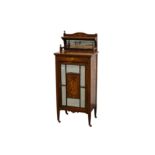 A late Victorian rosewood parquetry inlaid music cabinet