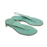 Hermes Blue Leather Thong Sandals - Size 36.5