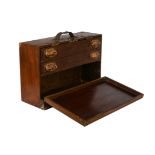 A late 19th Century teak travelling writing box