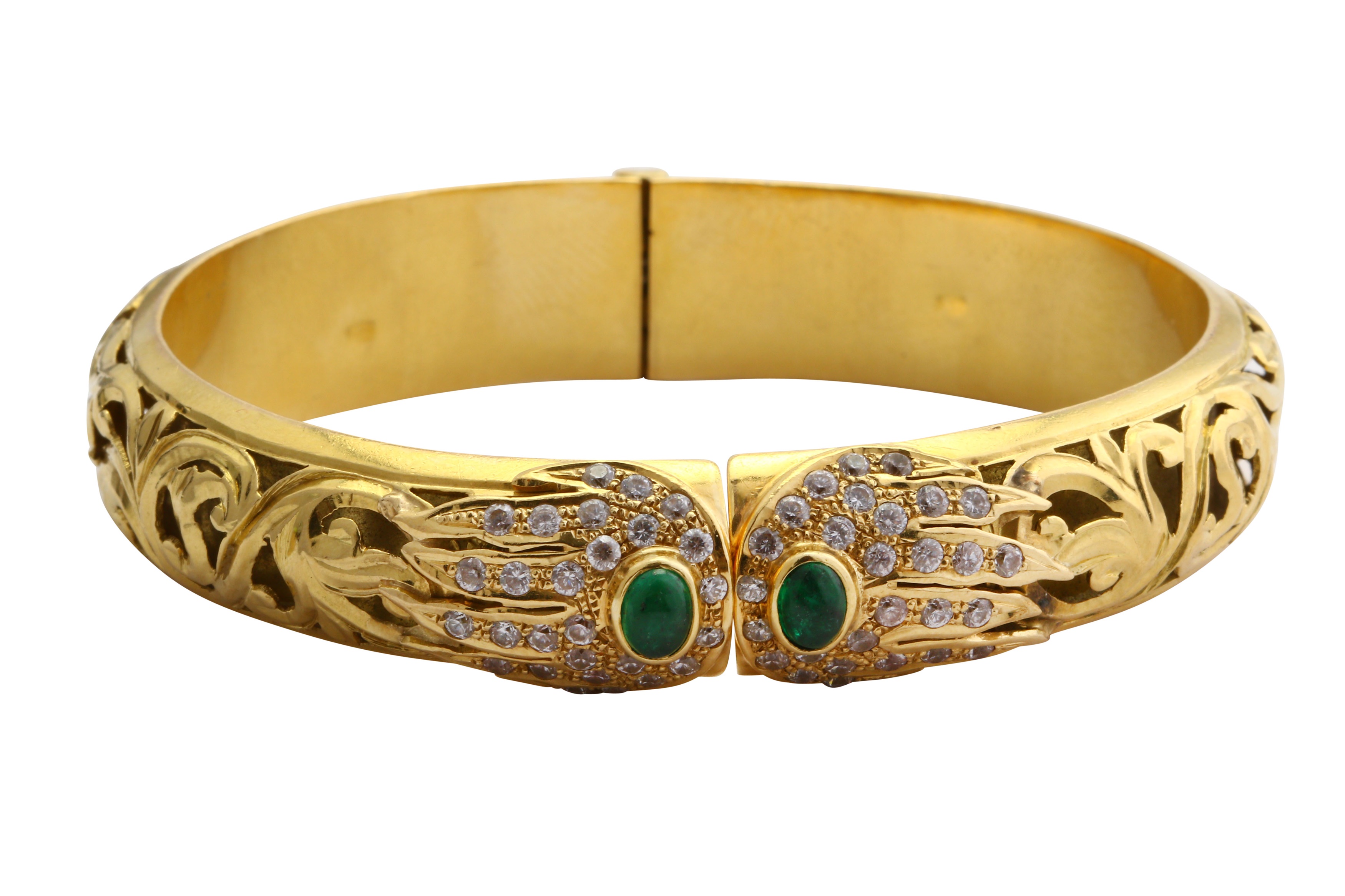 A gem-set hinged bangle