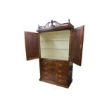 A Chippendale style mahogany linen press, converted to a drinks cabinet