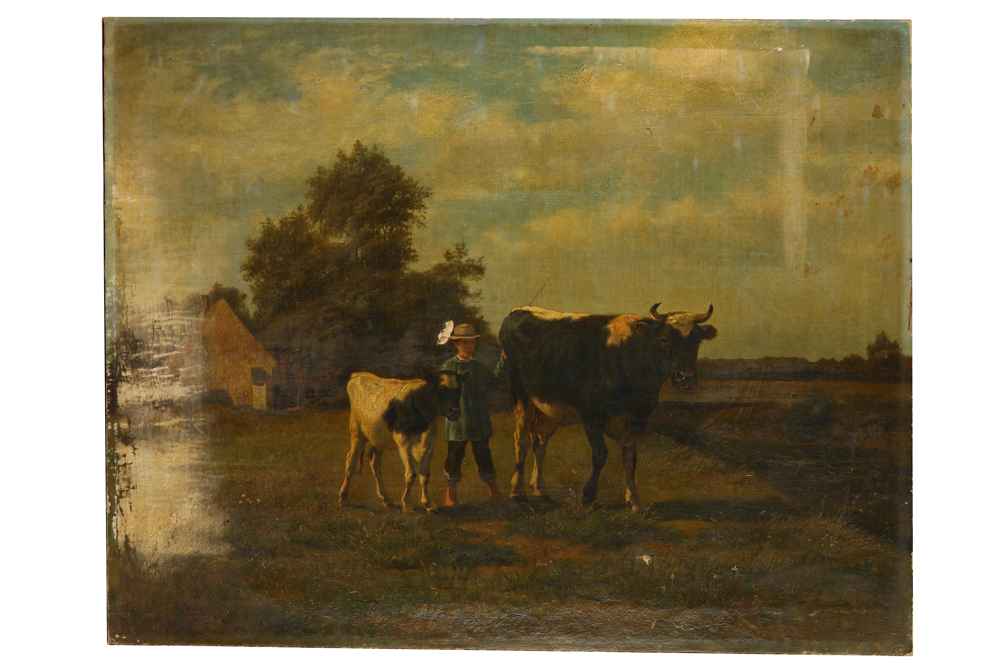 GERMAN SCHOOL (lATE 19TH CENTURY) The Young Herder, Oil on canvas 74 x 93 cm