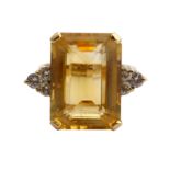 A citrine and diamond ring