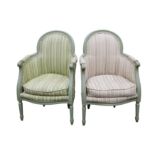 A pair of late 19th to early 20th Century French Armchairs