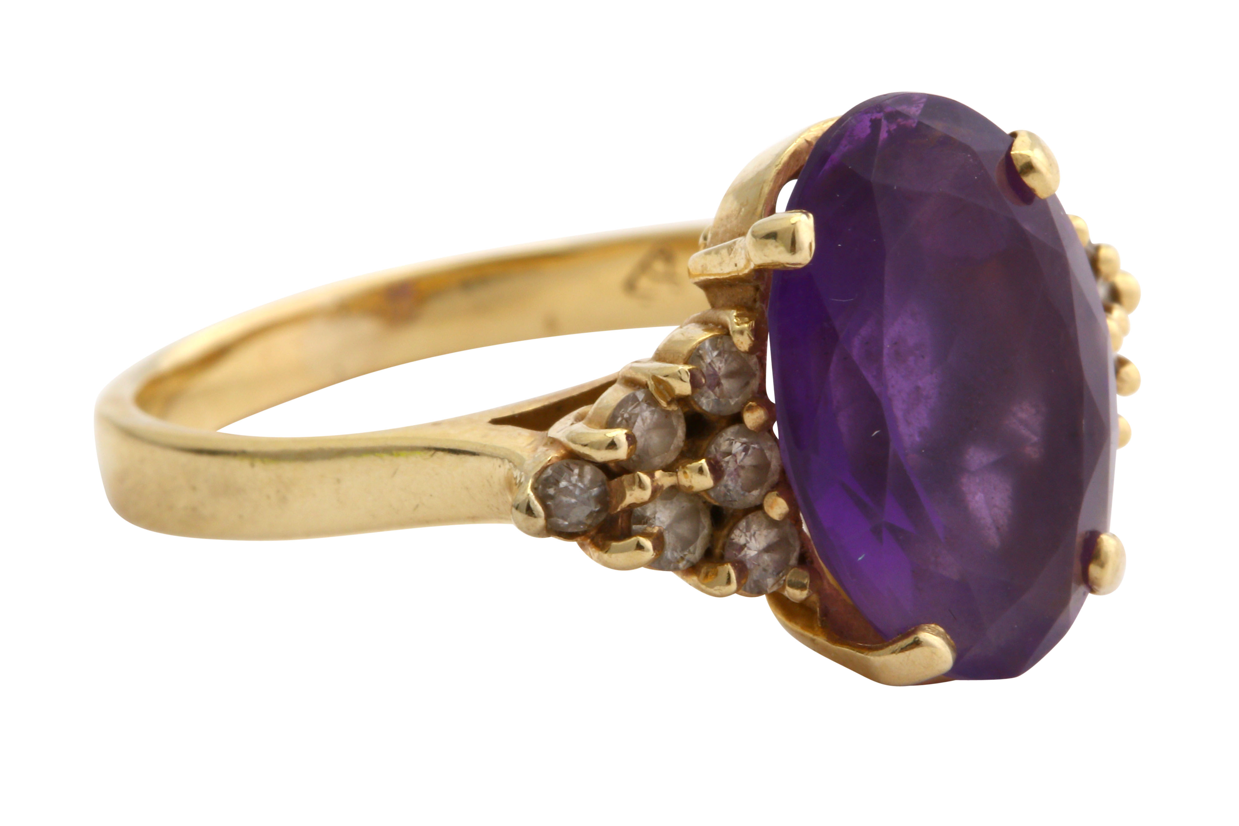 An amethyst and diamond ring