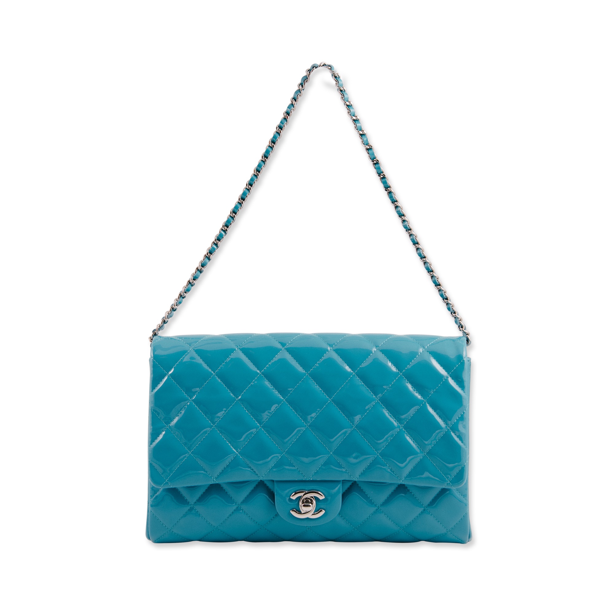 Chanel Turquoise Timeless Flap Clutch Bag