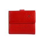 Chanel Red Leather Camelia Bifold Wallet