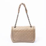 Chanel Beige Full Flap Logo Shoulder