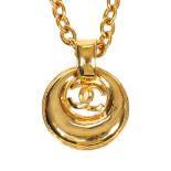 Chanel Large Round Logo Pendant Necklace